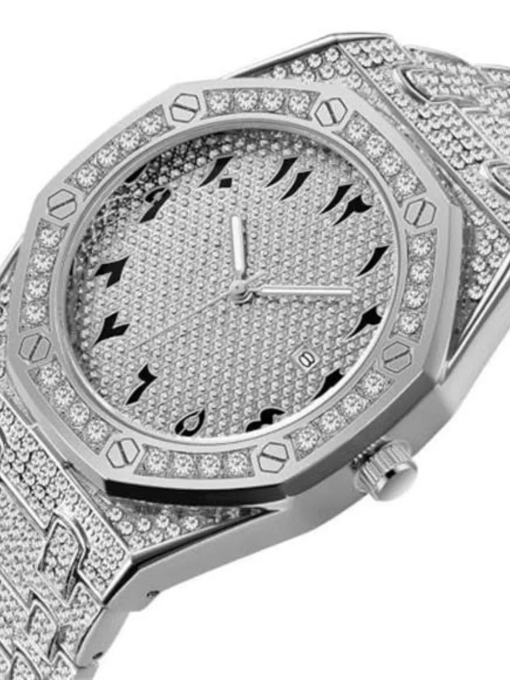 Hip Hop Watches for Men Octagon Iced-Out Bling Diamond Luxury Quartz Watches